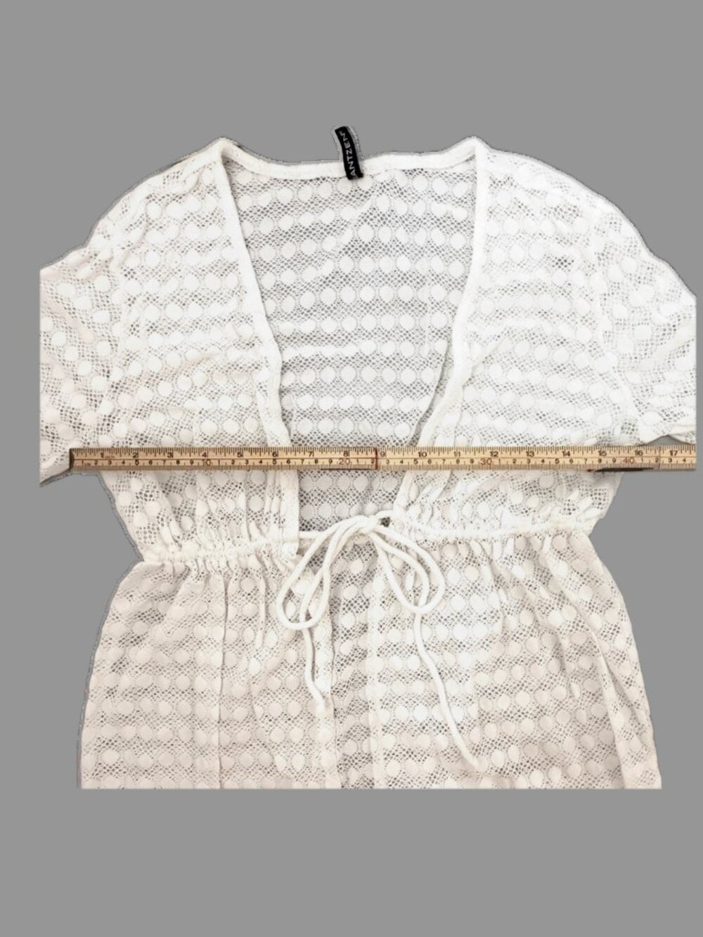Jantzen Long Sleeve White Eyelet Tie-Front Swim Cover-Up - Size Small (Est) - Picture 8 of 12
